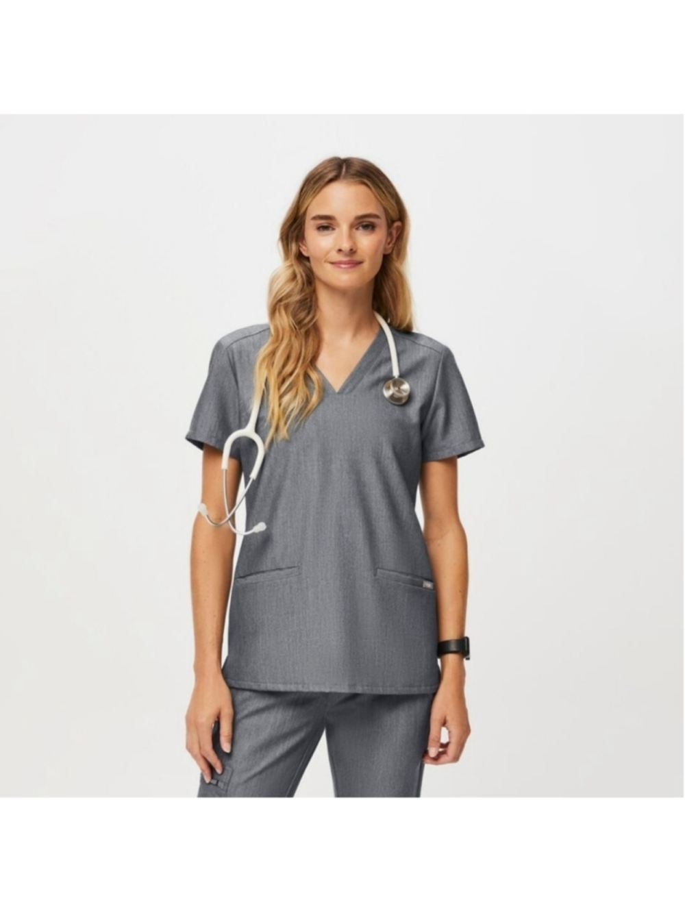 Figs Casma Scrub Top V Neck 3 Pockets Tech Collection in Graphite 5XL